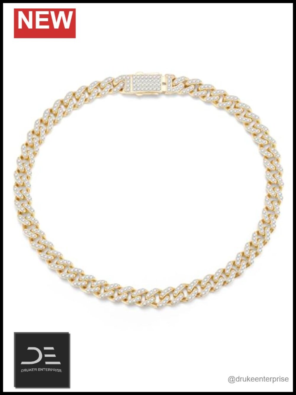 14k Gold Plated 925 Sterling Silver 5MM Cuban Link Bracelet w/ CZ Iced Out Hip